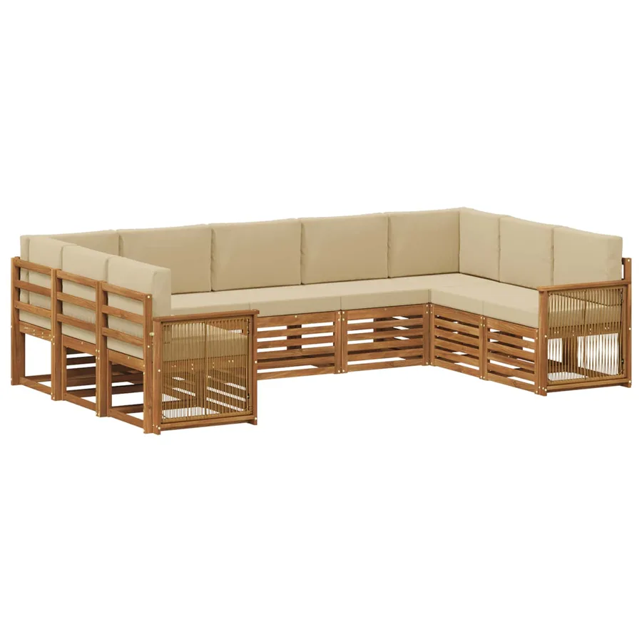 Ensemble de canapé d'angle avec coussin 7 pcs Naturel - 2