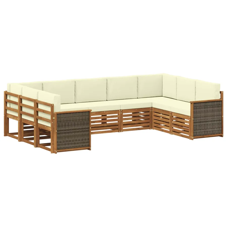 Ensemble de canapé d'angle avec coussin 7 pcs Naturel et Crème - 2