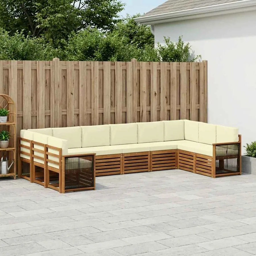 Ensemble de canapé d'angle avec coussin 7 pcs Naturel et Crème