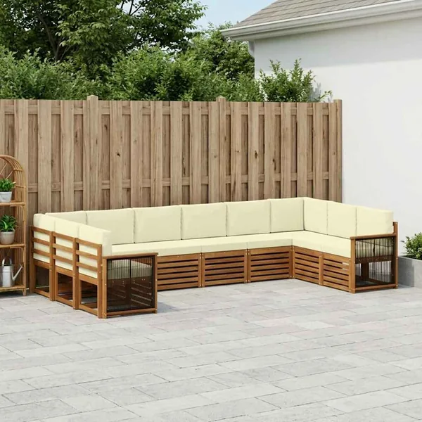 Ensemble de canapé d'angle avec coussin 7 pcs Naturel et Crème
