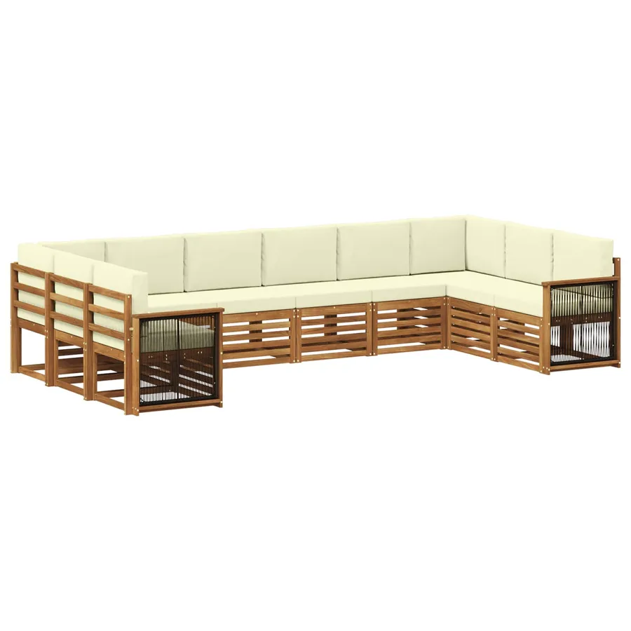 Ensemble de canapé d'angle avec coussin 7 pcs Naturel et Crème - 2