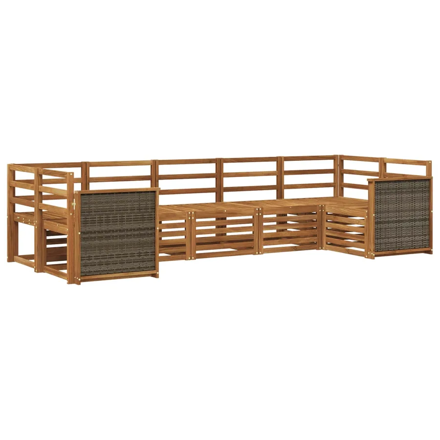 Ensemble de canapé d'angle 6 pcs Naturel Bois d'Acacia Massif - 2