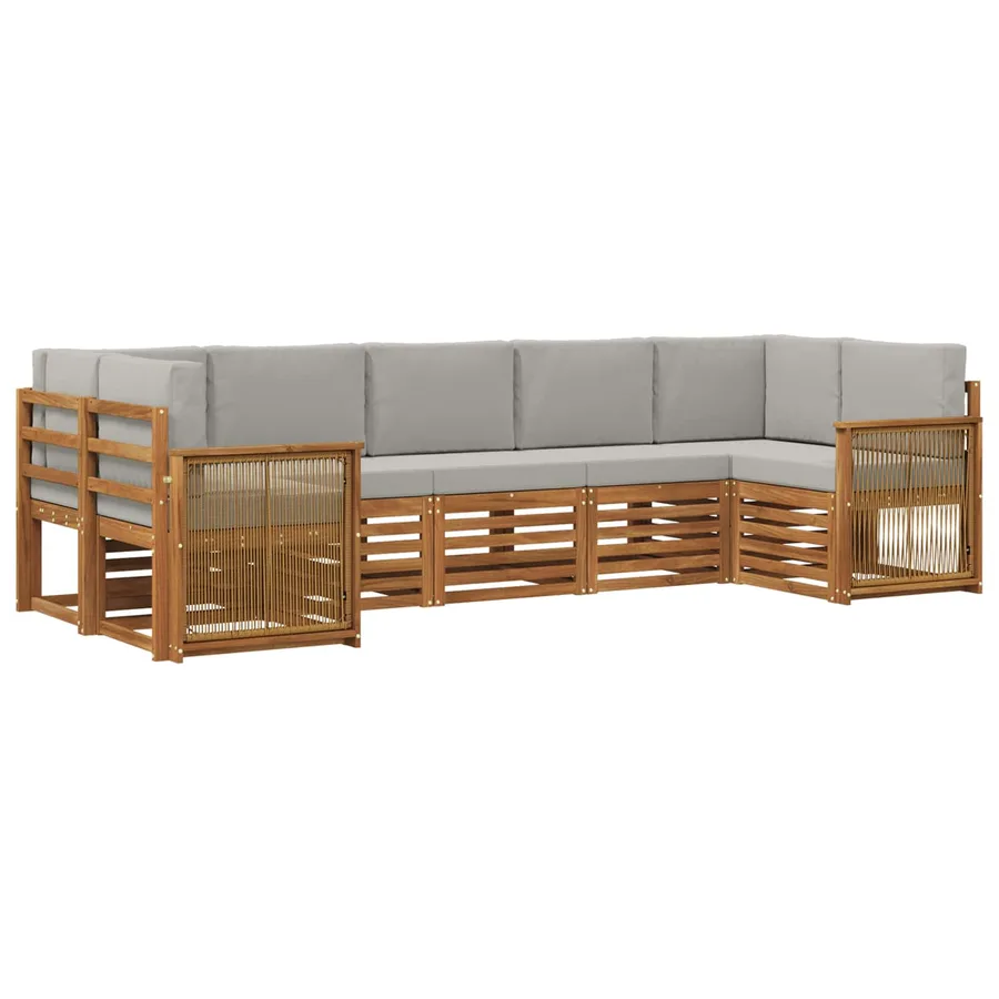 Ensemble de canapé d'angle 6 pcs Naturel et gris clair - 2