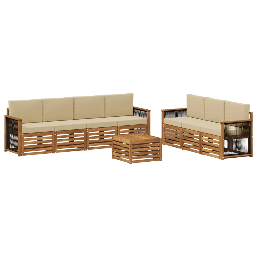 Ensembles de canapés avec coussin 8 pcs Bois d'Acacia Massif - 2
