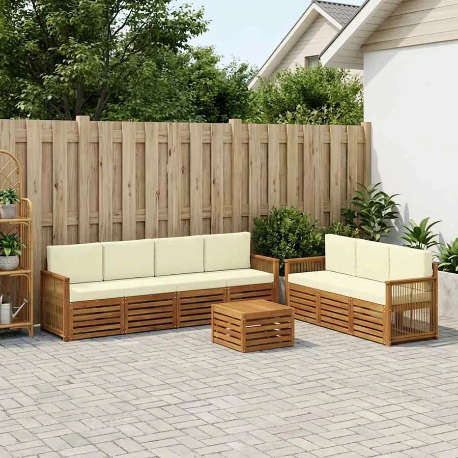 Ensembles de canapés avec coussin 8 pcs Bois d'Acacia Massif