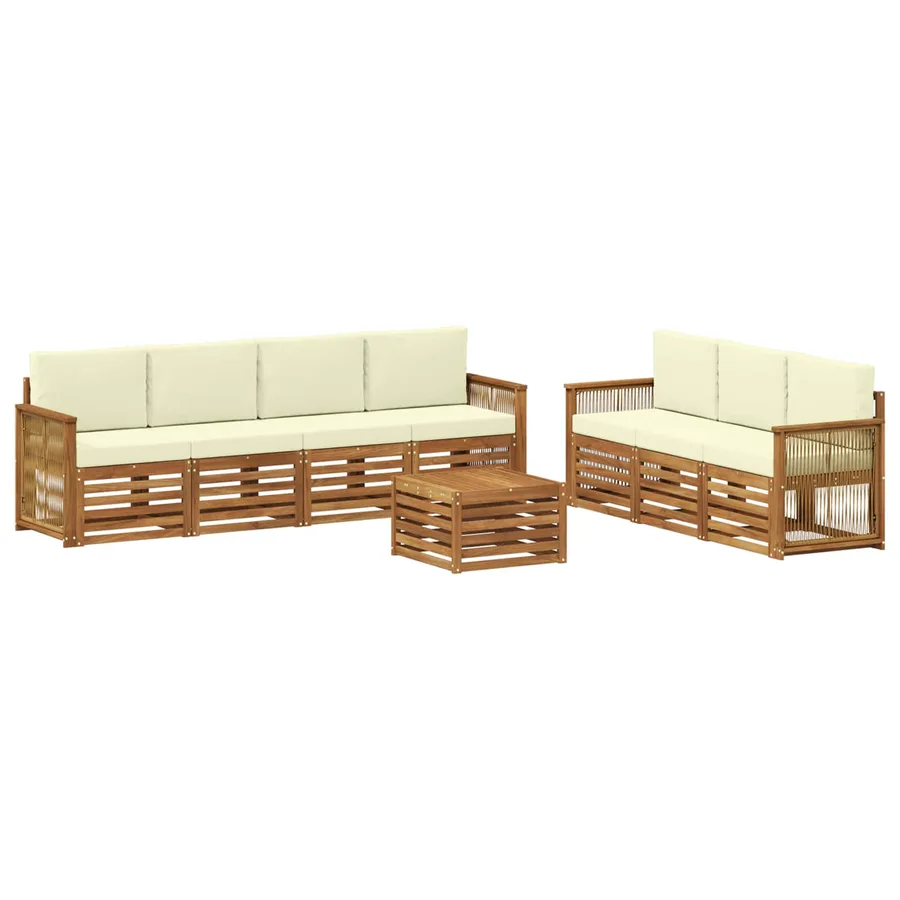 Ensembles de canapés avec coussin 8 pcs Bois d'Acacia Massif - 2