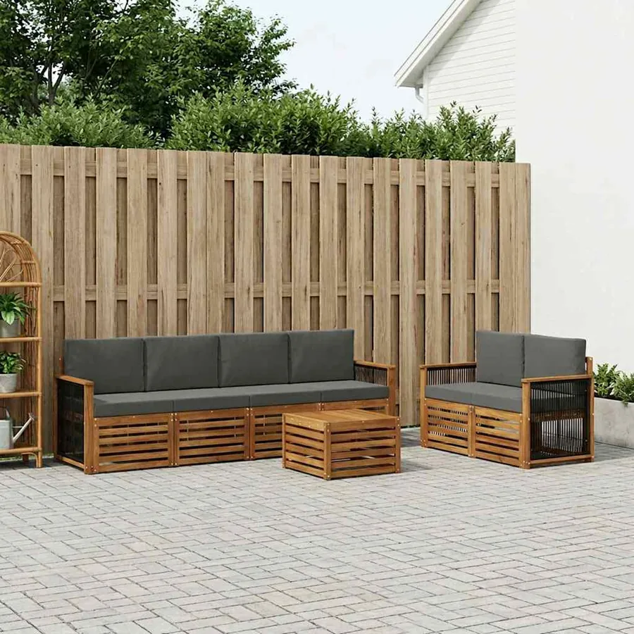 Ensemble de canapés d'extérieur 7 pcs Naturel et Anthracite