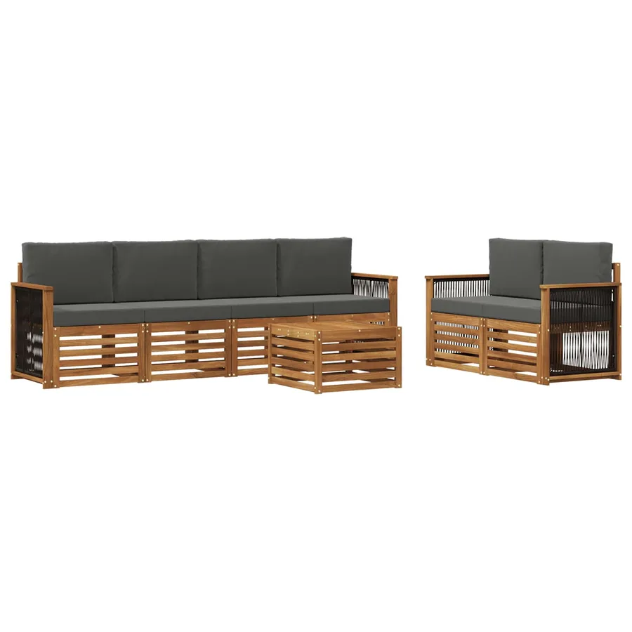 Ensemble de canapés d'extérieur 7 pcs Naturel et Anthracite - 2