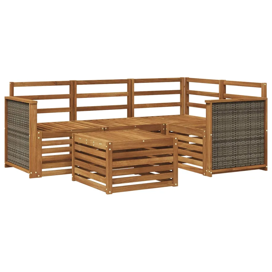 Ensemble de canapés d'extérieur 5 pcs Naturel 59 x 59 x 37 cm - 2