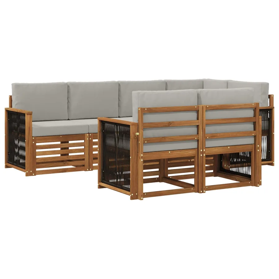 Ensemble de canapé d'angle 6 pcs Naturel et gris clair - 2