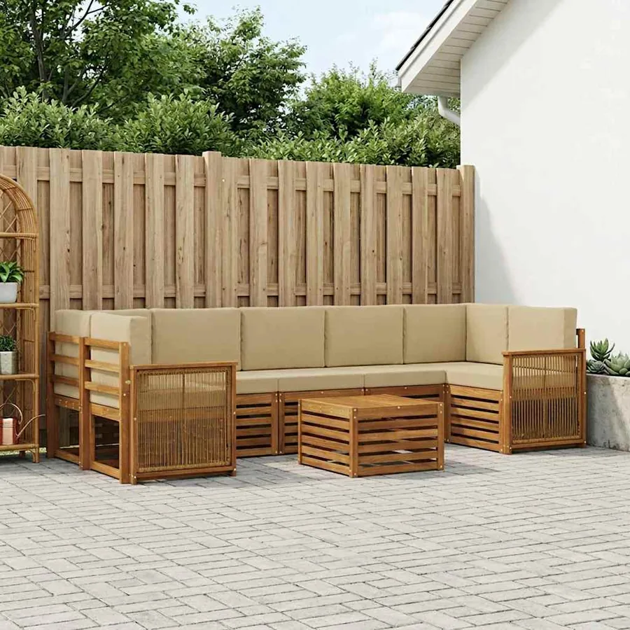 Ensemble de canapés d'extérieur 8 pcs Naturel et Beige