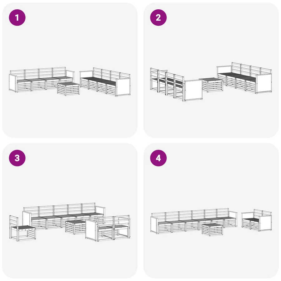 Ensembles de canapés 9 pcs Bois d'Acacia Massif - 7