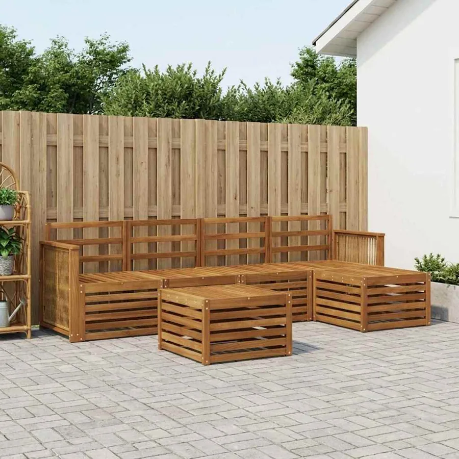 Ensemble de canapés d'extérieur 6 pcs Naturel