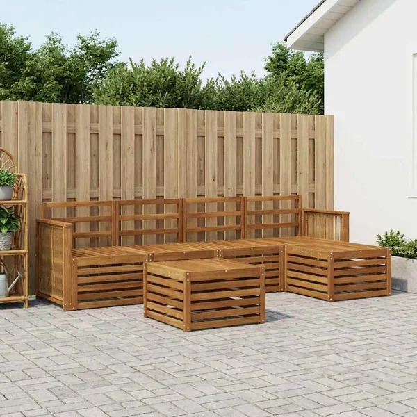 Ensemble de canapés d'extérieur 6 pcs Naturel