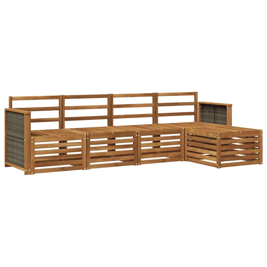 Ensemble de canapés d'extérieur 5 pcs Naturel - 2