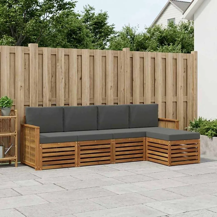 Ensemble de canapés d'extérieur 5 pcs Naturel et Anthracite