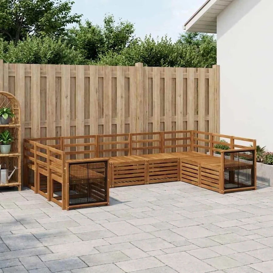 Ensemble de canapé d'angle 7 pcs Naturel Bois d'Acacia Massif