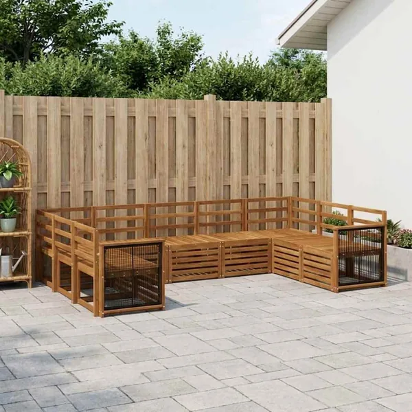 Ensemble de canapé d'angle 7 pcs Naturel Bois d'Acacia Massif