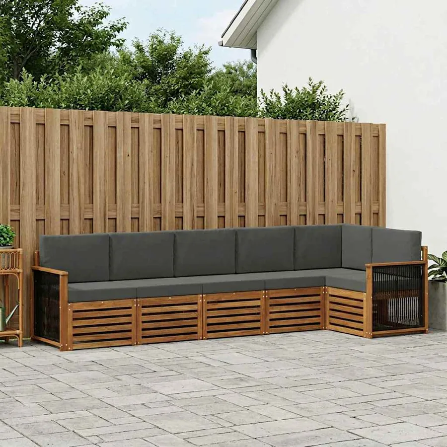 Ensemble de canapé d'angle 5 pcs Naturel et Anthracite