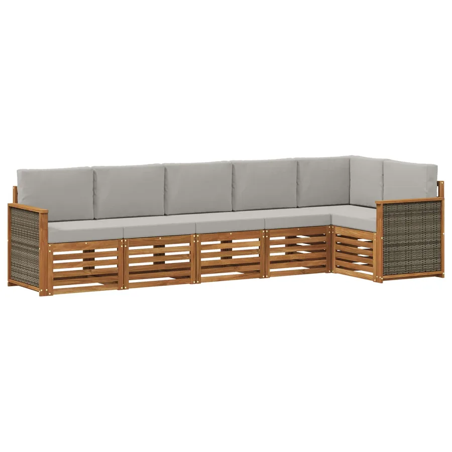 Ensemble de canapé d'angle 5 pcs Naturel et gris clair - 2