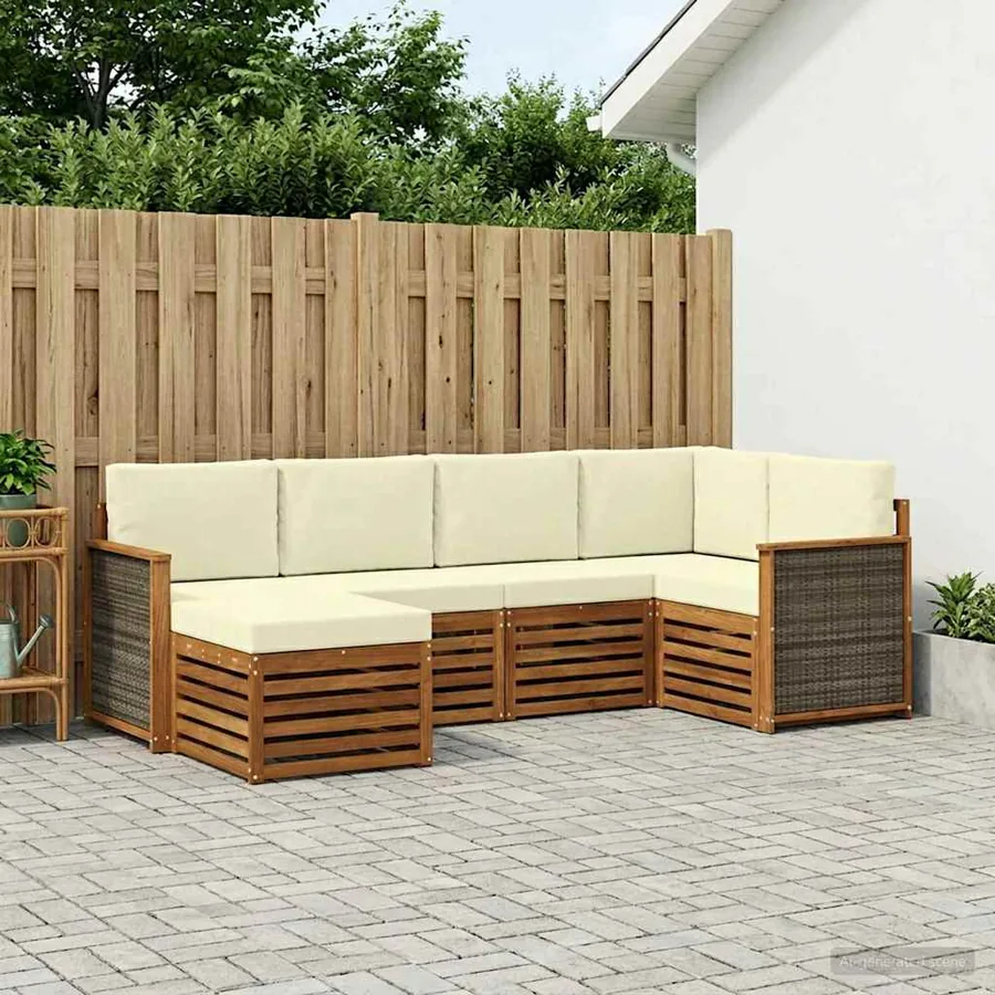 Ensemble de canapé d'angle avec coussin 5 pcs