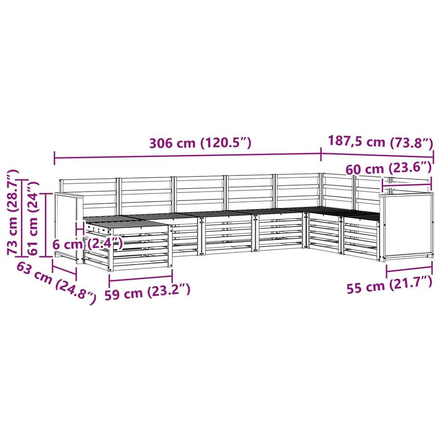 Ensemble de canapés d'extérieur 6 pcs Naturel - 8