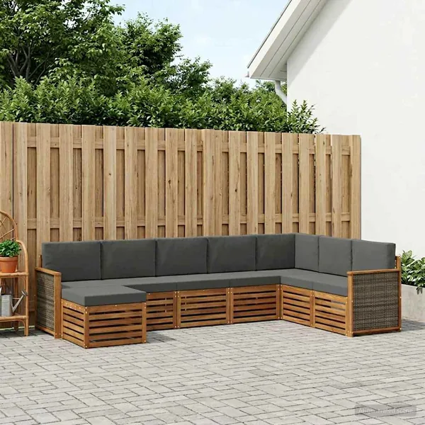 Ensemble de canapés d'extérieur 6 pcs Naturel et Anthracite