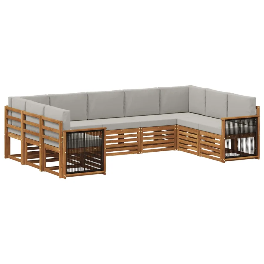 Ensemble de canapé d'angle 7 pcs Naturel et gris clair - 2