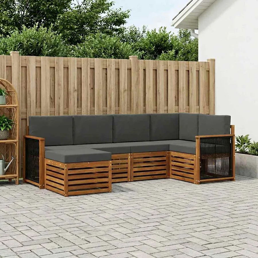 Ensemble de canapé d'angle 5 pcs Naturel et Anthracite