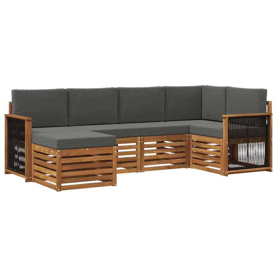 Ensemble de canapé d'angle 5 pcs Naturel et Anthracite - 2
