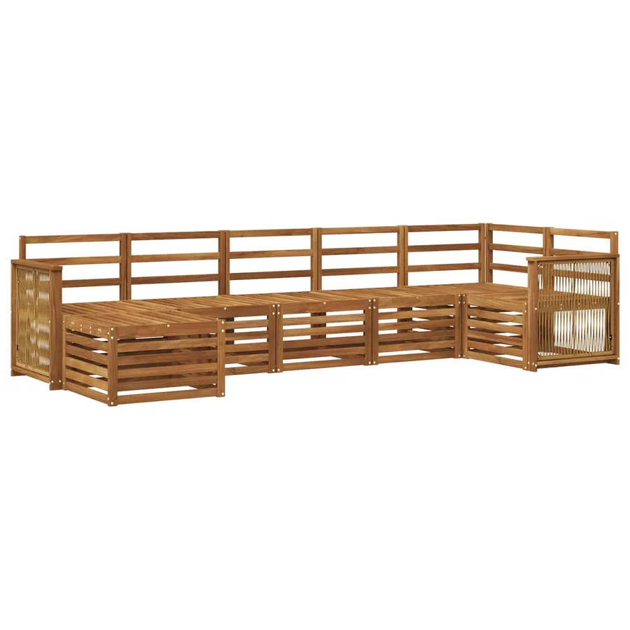 Ensemble de canapé d'angle 6 pcs Naturel Bois d'Acacia Massif - 2