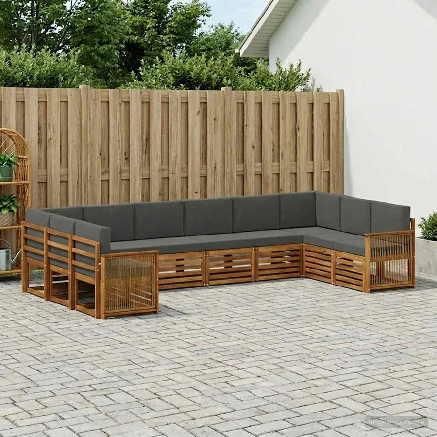 Ensemble de canapé d'angle 7 pcs Naturel et Anthracite
