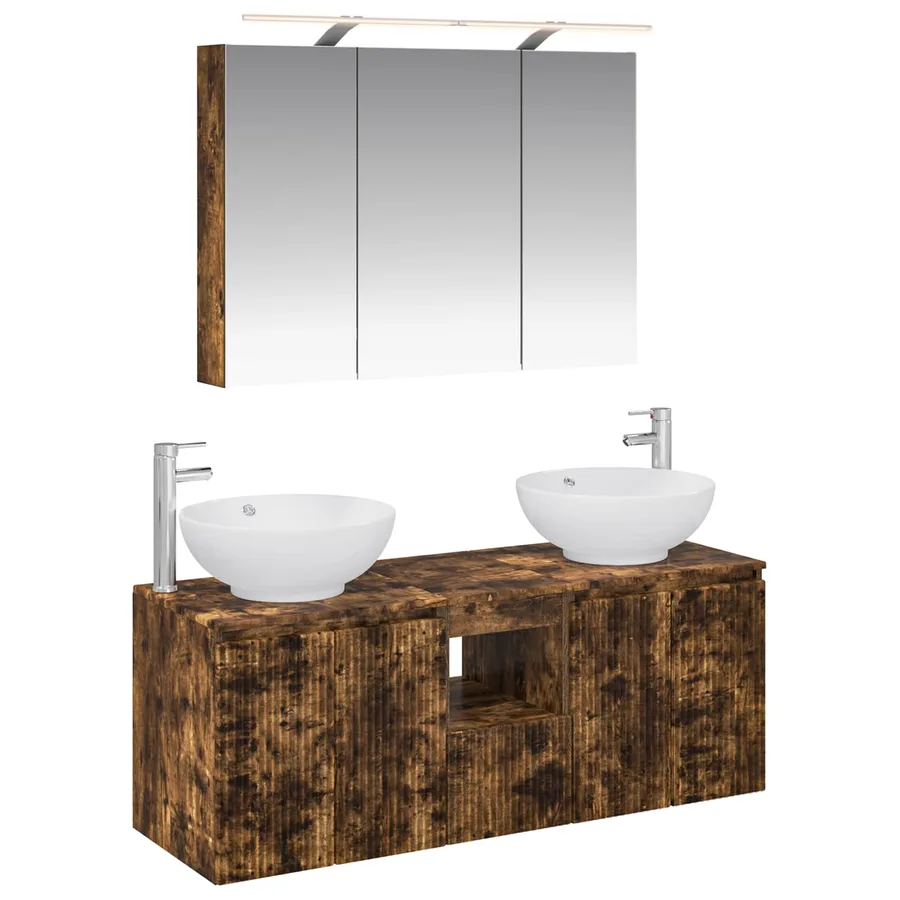 Ensemble d'armoire de salle de bain 4 pcs Chêne fumé - 2
