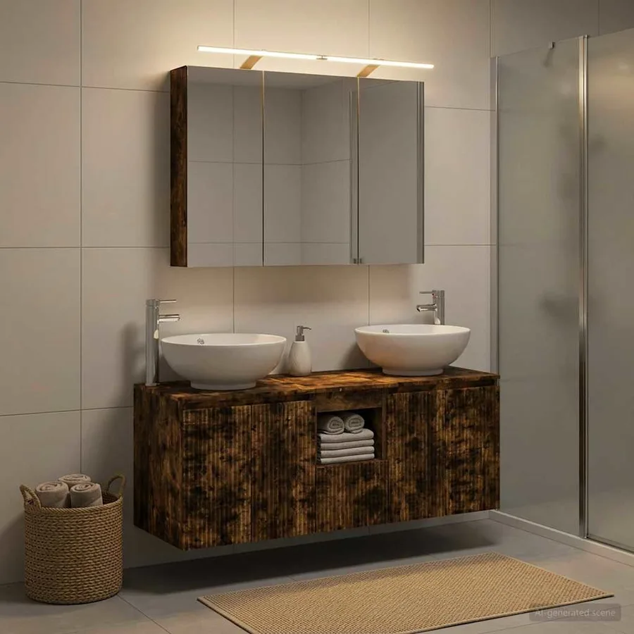 Ensemble d'armoire de salle de bain 4 pcs Chêne fumé - 4