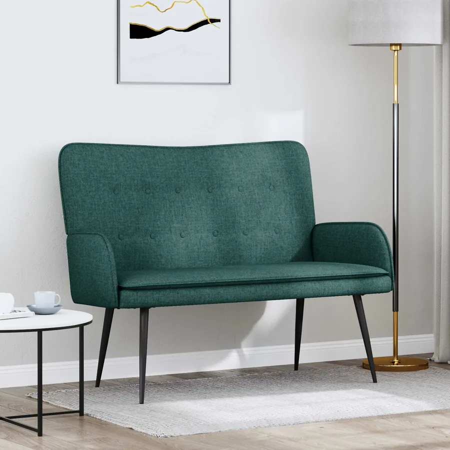 Sofa 2 places Vert foncé 115 x 61 x 87 cm Tissu