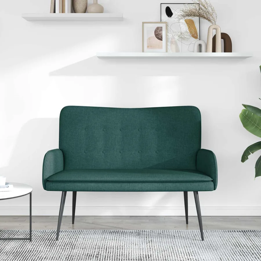 Sofa 2 places Vert foncé 115 x 61 x 87 cm Tissu - 3