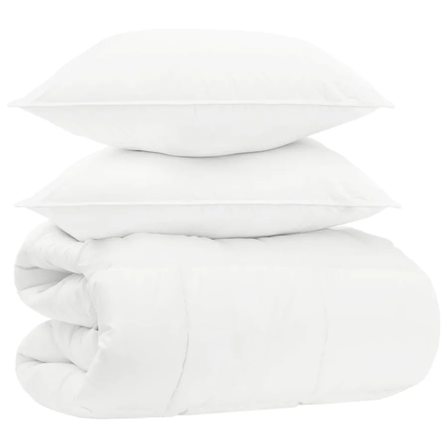 Ensemble de couette Blanc 220 x 260 cm Coton, Bambou, Polyester