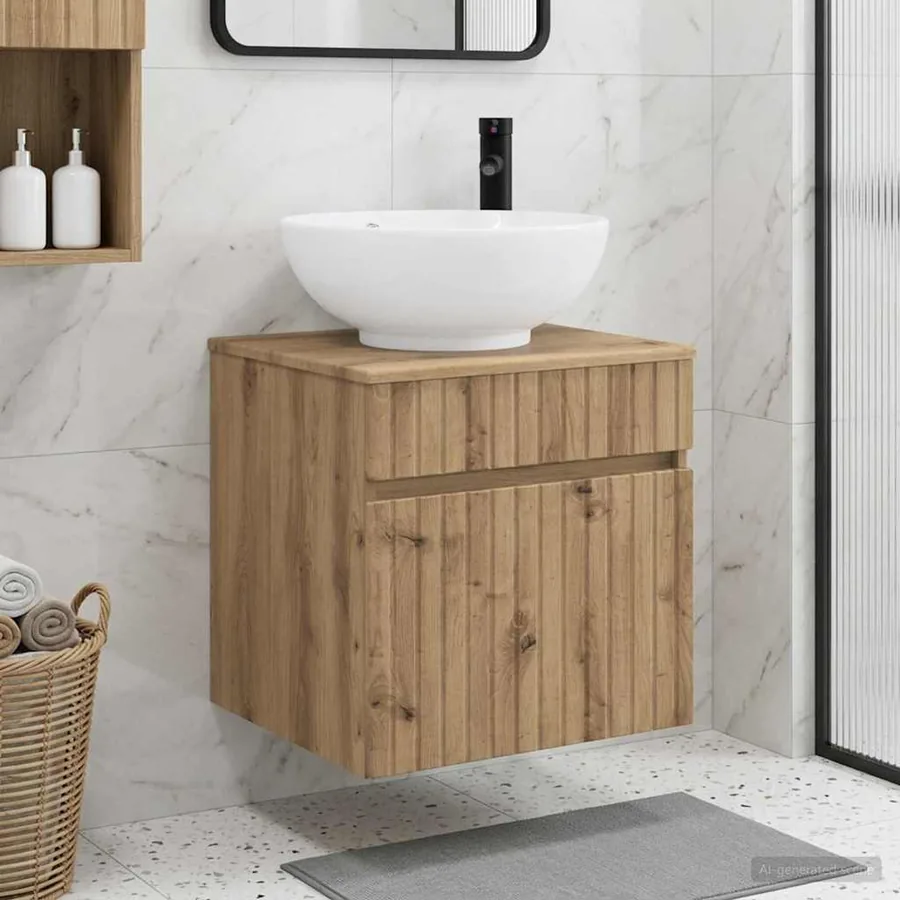 Meuble de lavabo mural Chêne artisanal 49 x 44,5 x 66,5 cm