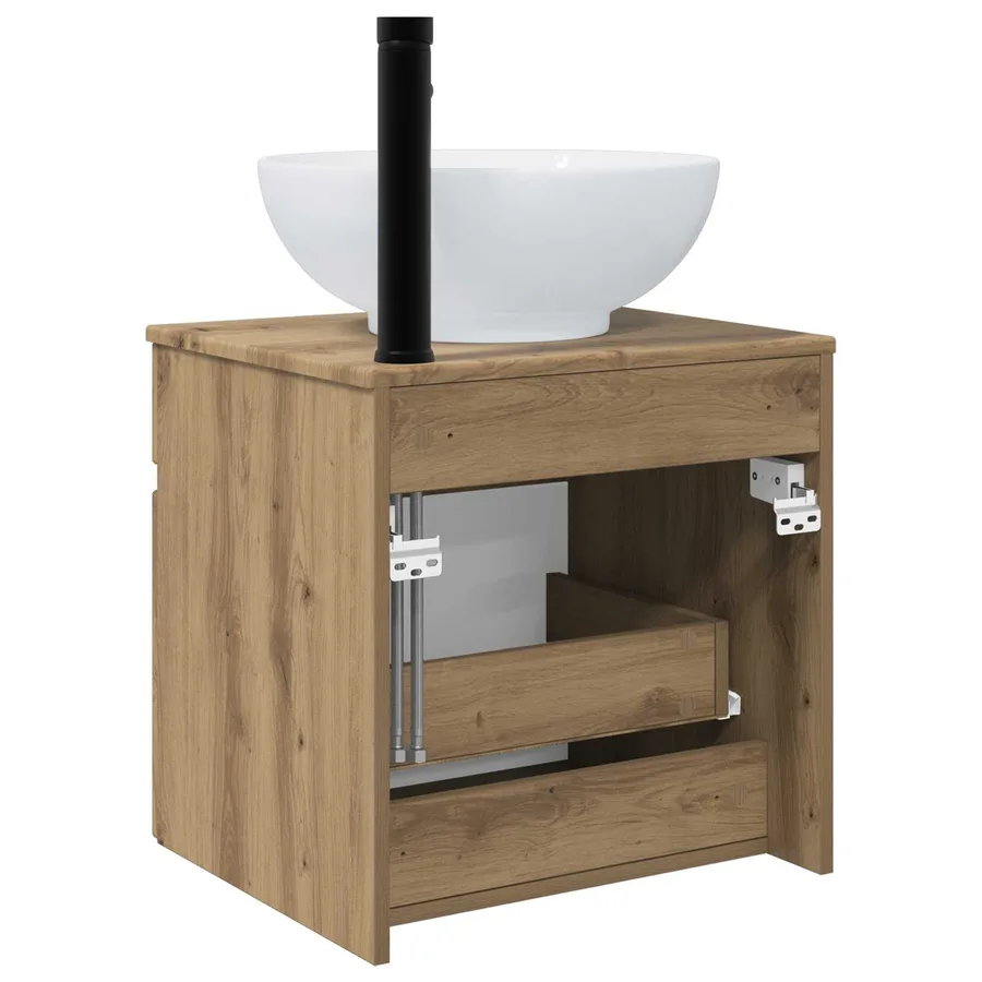 Meuble de lavabo mural Chêne artisanal 49 x 44,5 x 66,5 cm - 4