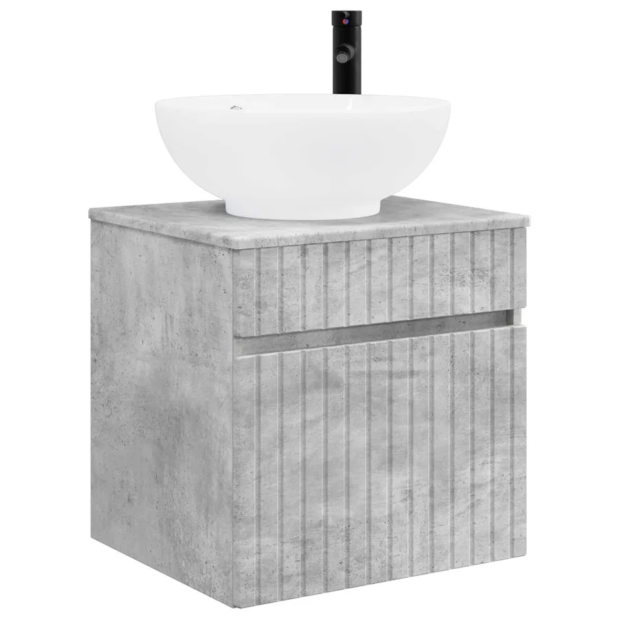 Ensemble d'armoire de salle de bain 4 pcs Gris béton - 5
