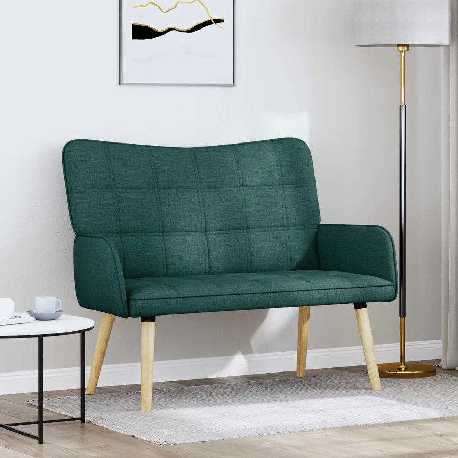 Sofa 2 places Vert foncé 115 x 61 x 87 cm Tissu