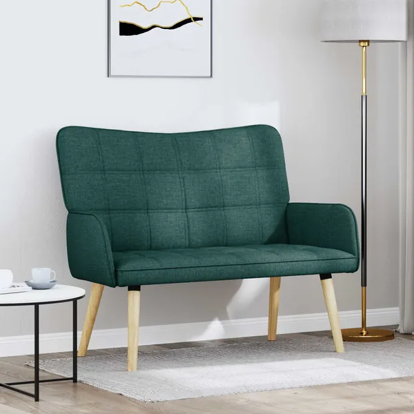 Sofa 2 places Vert foncé 115 x 61 x 87 cm Tissu