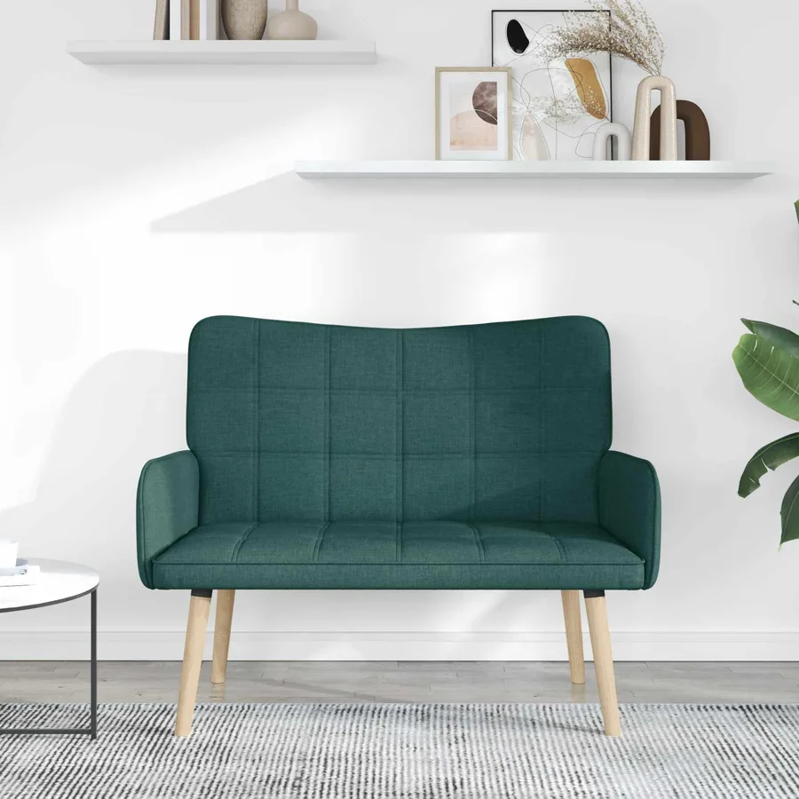 Sofa 2 places Vert foncé 115 x 61 x 87 cm Tissu - 3