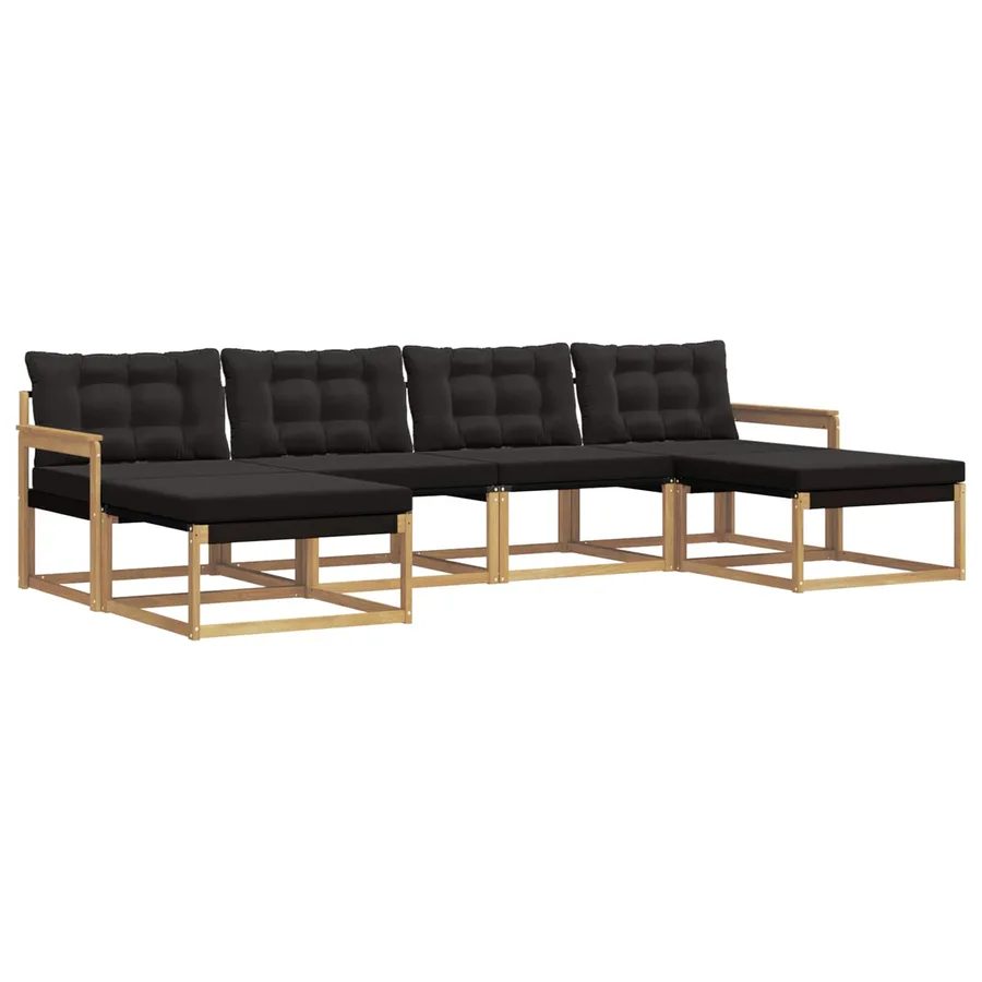 Ensemble de canapés d'extérieur 6 pc Blanc et noir - 2