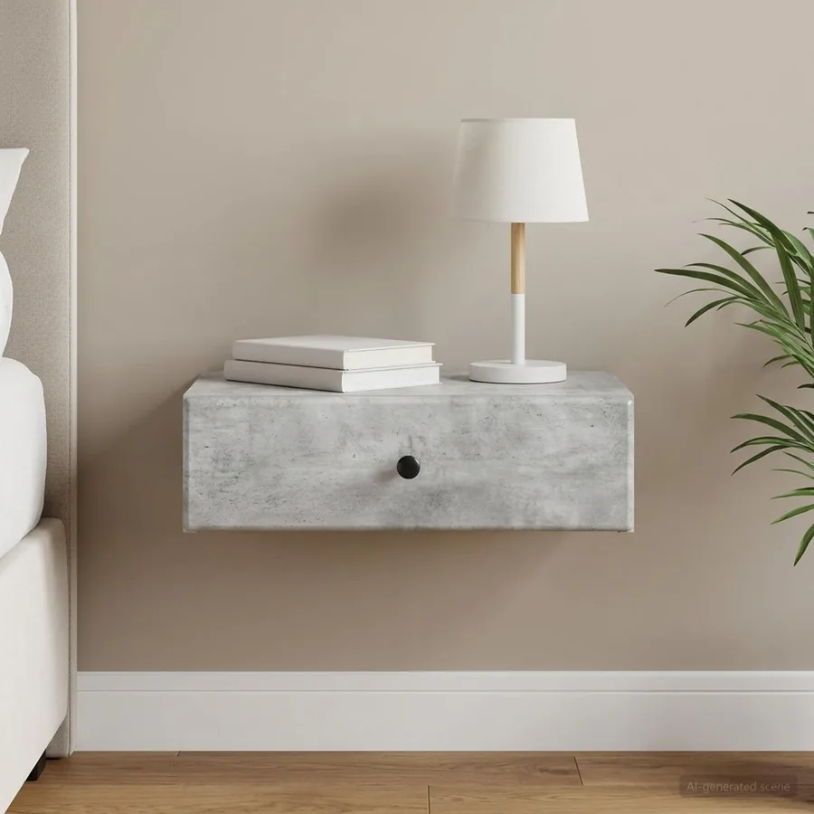 Table d'appoint murale Gris béton 59 x 34,5 x 17 cm