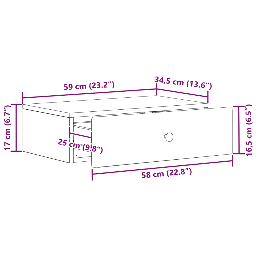 Table d'appoint murale Gris béton 59 x 34,5 x 17 cm - 9