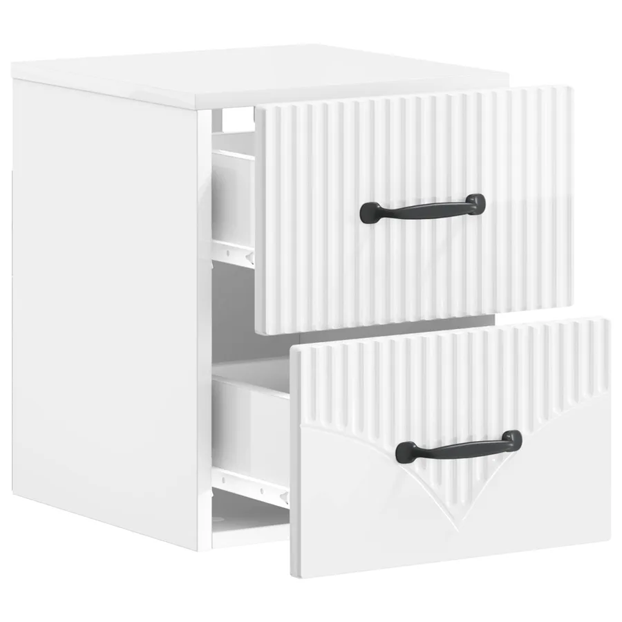 Cabinet de chevet mural 2 pcs Blanc brillant 34,5 x 33 x 40 cm - 6