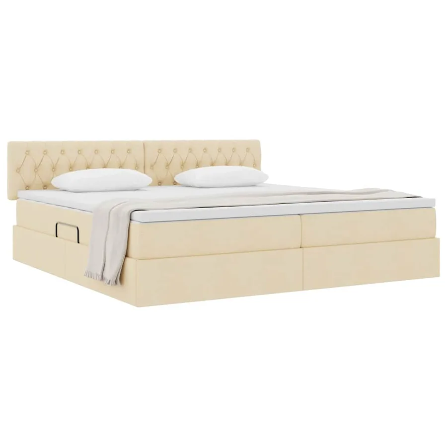 Lit avec rangement et matelas Crème 200 x 200 cm - 3