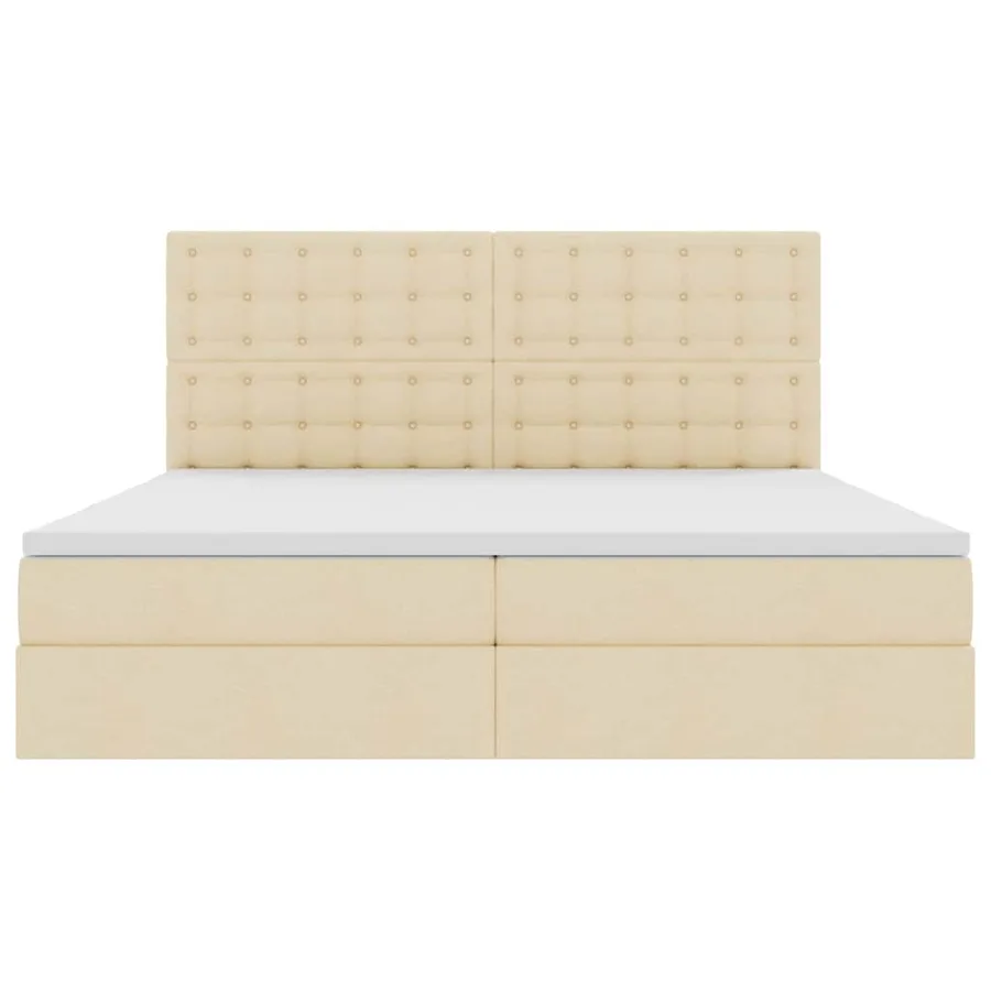 Lit avec rangement et matelas Crème 200 x 200 cm tissu - 7
