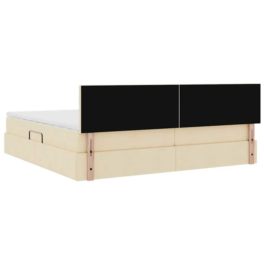Lit avec rangement et matelas Crème 200 x 200 cm - 11